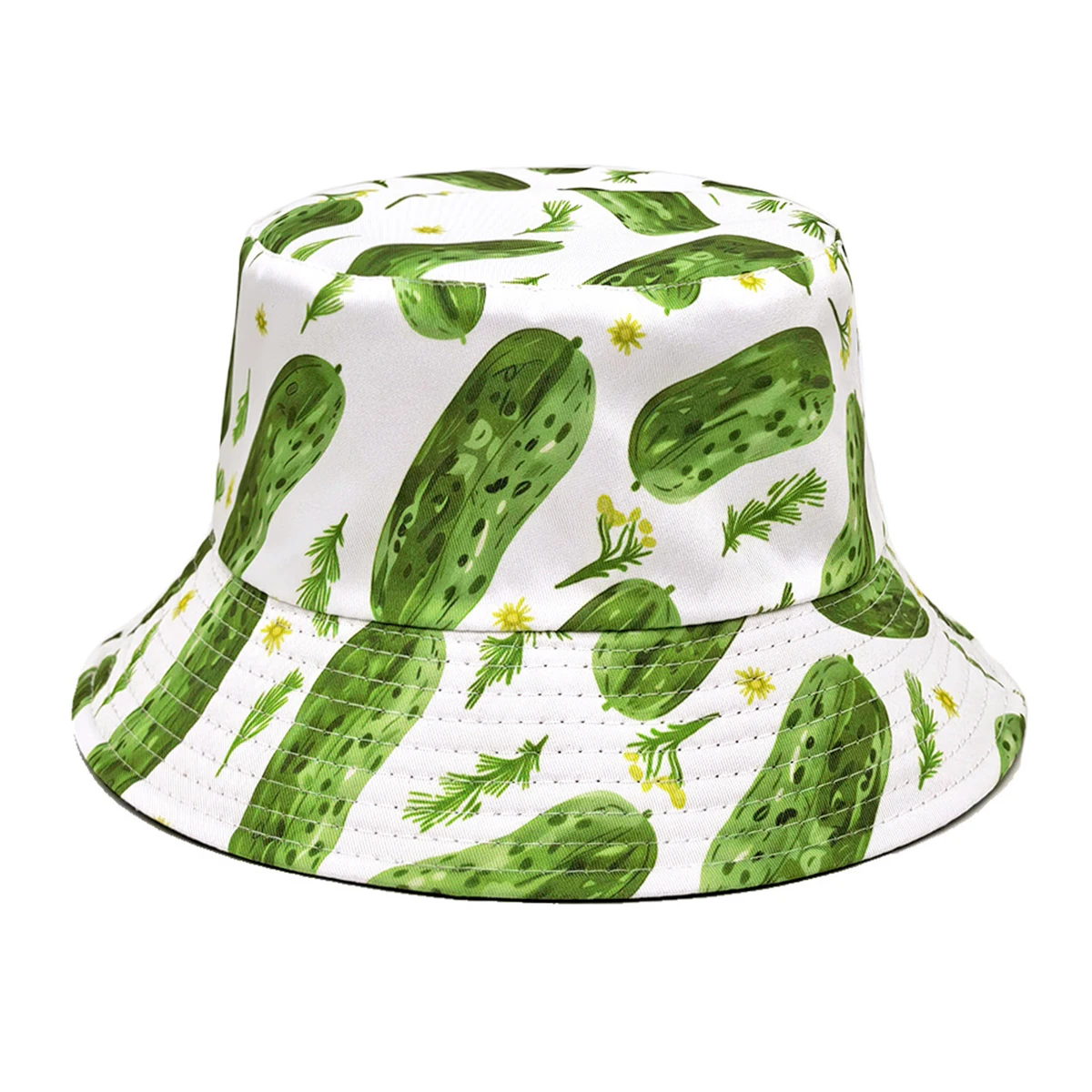 Cucumber Print Bucket Hat for Women Men Summer Beach Travel Sunscreen Fisherman Hat Unisex Fashion Fruit Decorate Panama Hip Hop
