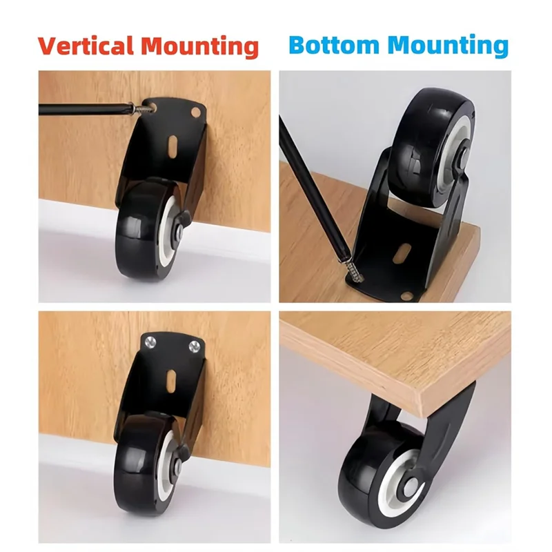 ABLK Paquete de 4 ruedas de puerta antihundimiento de 2 pulgadas, ruedas de soporte inferior de puerta para reparar puertas de madera que caen