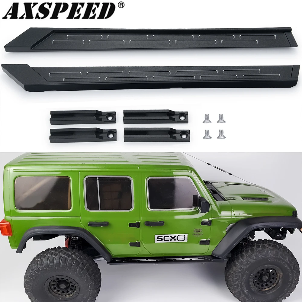 AXSPEED Metal Side Pedal Foot Pedal Side Guard Plate Dual Pull Steel Rope for 1/6 RC Crawler Car Axial SCX6 AXI05000