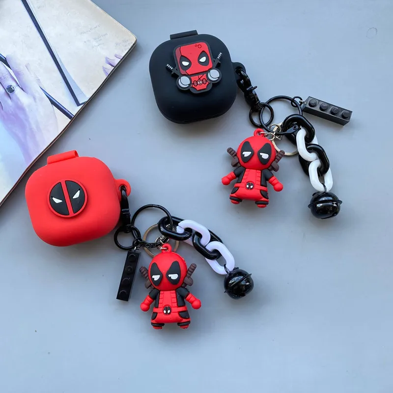 Cartoon Marvel Deadpool etui na słuchawki do Samsung Galaxy Buds 2/Live/Pro silikonowe etui ochronne do Samsung z breloczkiem