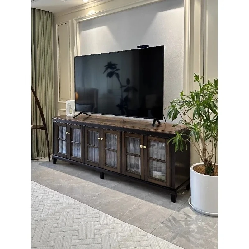

Retro solid wood TV cabinet storage locker integrated