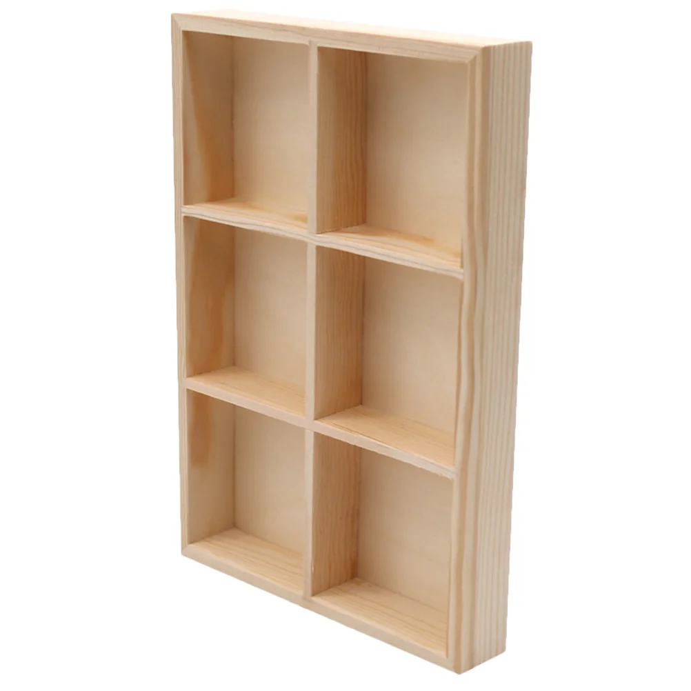 Caddie Storage Crate 6-compartment Case Pencil Aesthetic Pine Wood Office Supplies Holders