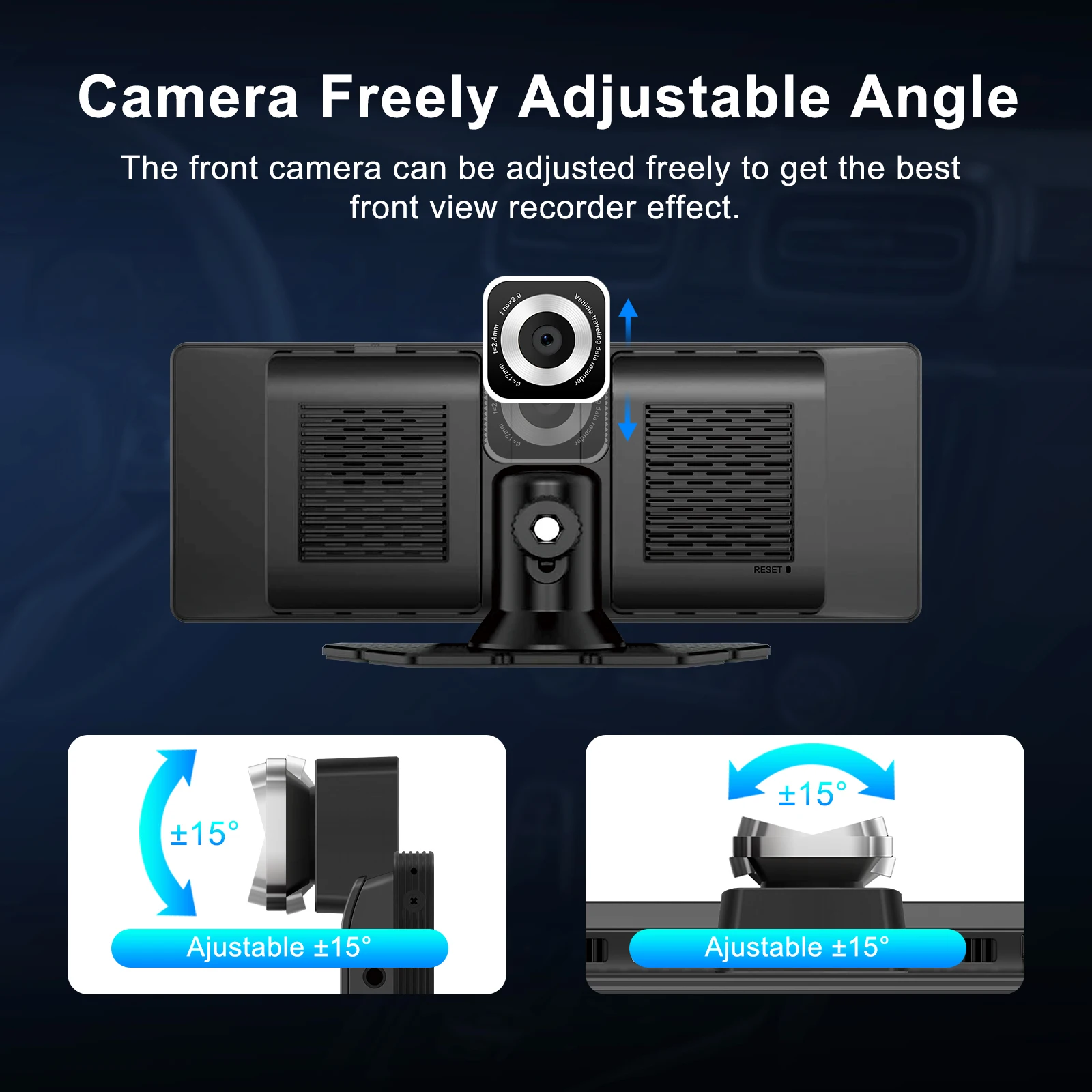 كاميرا داش 10.26 بوصة 4K لاسلكية، تدعم CarPlay Android Auto Portable Screen Dashboard Recorder، التوصيل والتشغيل