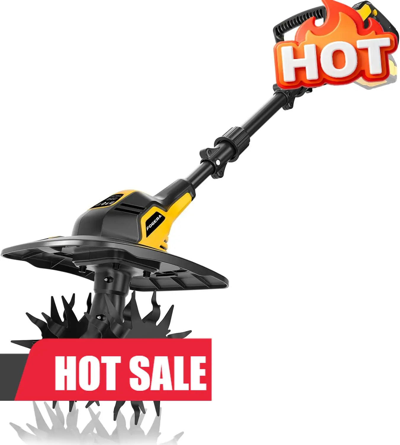 

Cordless Tiller Cultivator Compatible with DEWALT 20V MAX Battery(Tool Only), 360RPM Electric Rototiller, 9In Tilling Width and