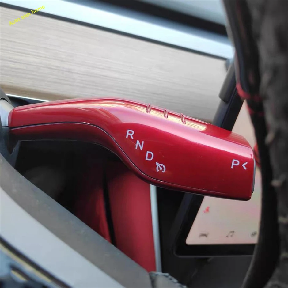 

Car Accessories Steering Wheel Gear Shift Decor Frame Cover Sticker Trim For Tesla Model 3 2018 - 2021 / Model Y 2021 2022 Red