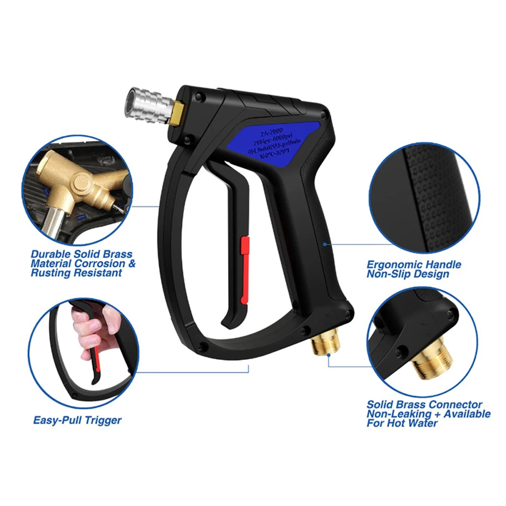 محول مقبس M22 مقاس 14 مم لكارشر مع 5 فوهات رش الصابون 28Mpa 4080Psi آلة غسل سيارات انس جيت جهاز تنظيف يعمل بالضغط العالي #4