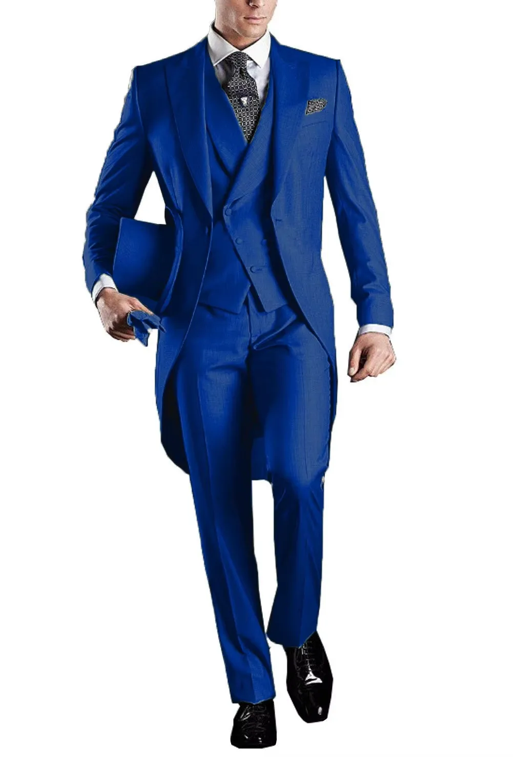 Handsome Solid Men's Formal Tailcoat Dress Suit with Swallow Tail Male Jacket Vest Pants Set for Wedding Dance Magic Performance