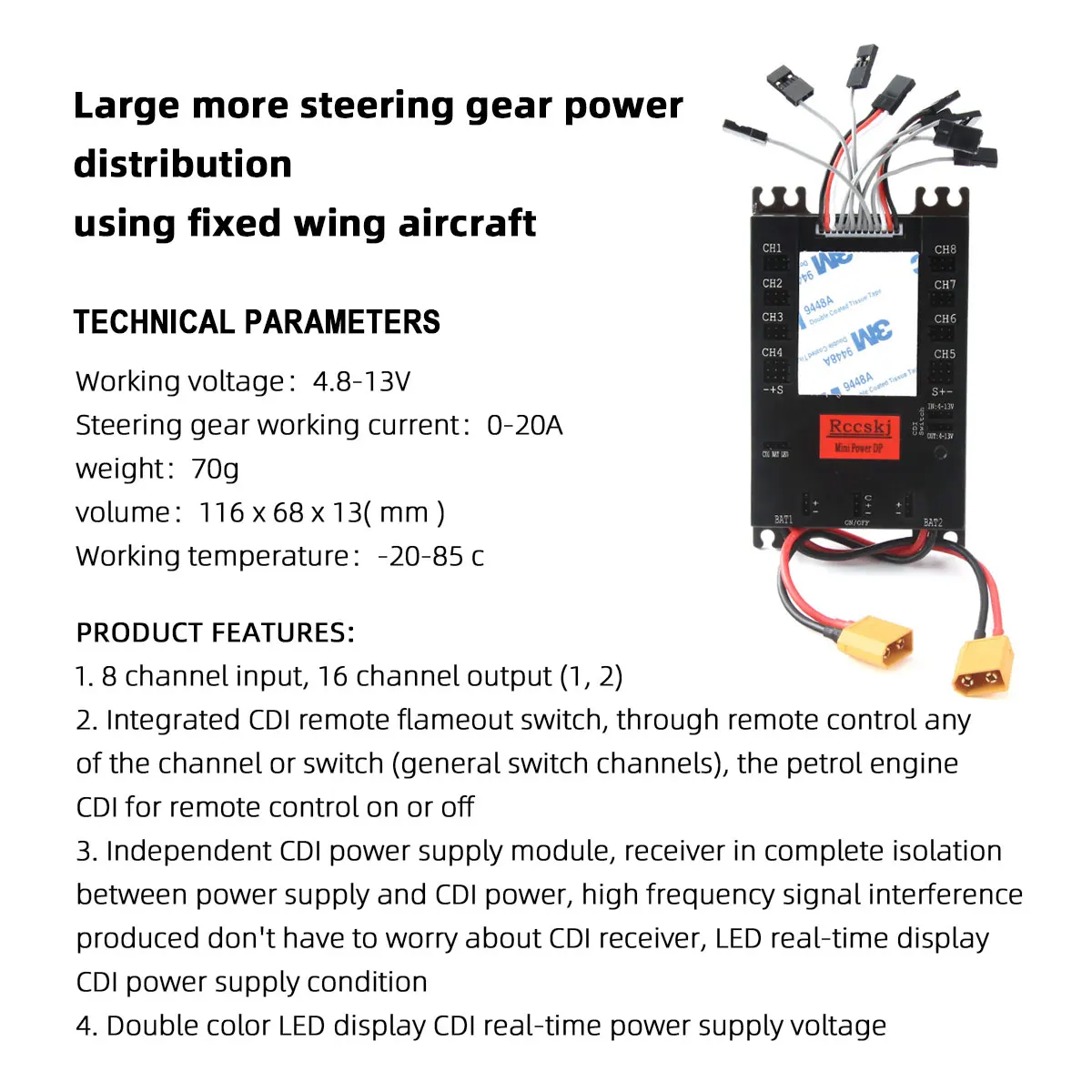 Mini Power DP Servo Sectie Board voor Servo Power Distributeur met vaste vleugel