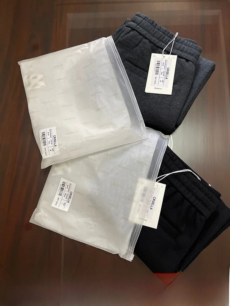 Men's Knitted Thick Straight Leg Casual Pants Elastic Waist Pure Color Fashion Urban Style Cotton Blend Fabric Breathable
