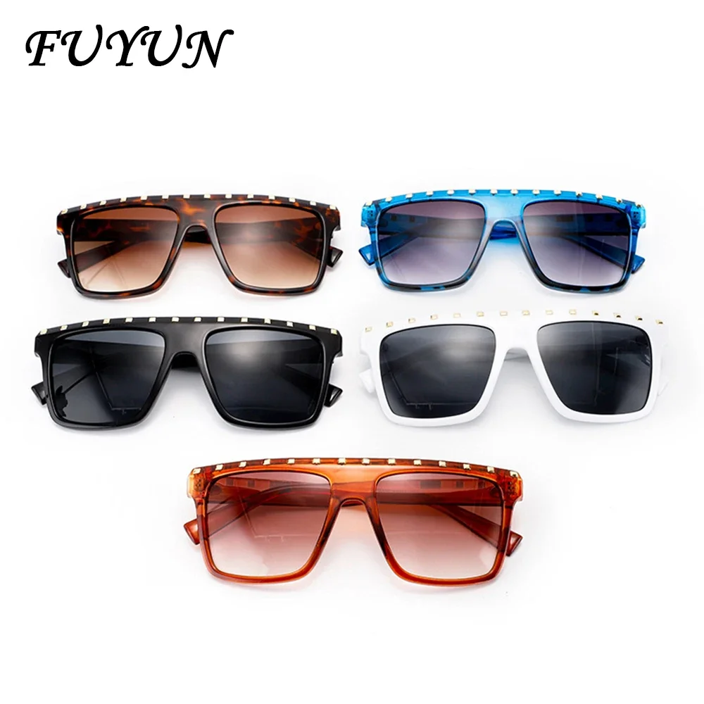 Trendy Rivet Extra Large Rectangular Women's Sunglasses Fashion 2000 Luxury Brand Designer 2023 New Men's Sunglasses UV400