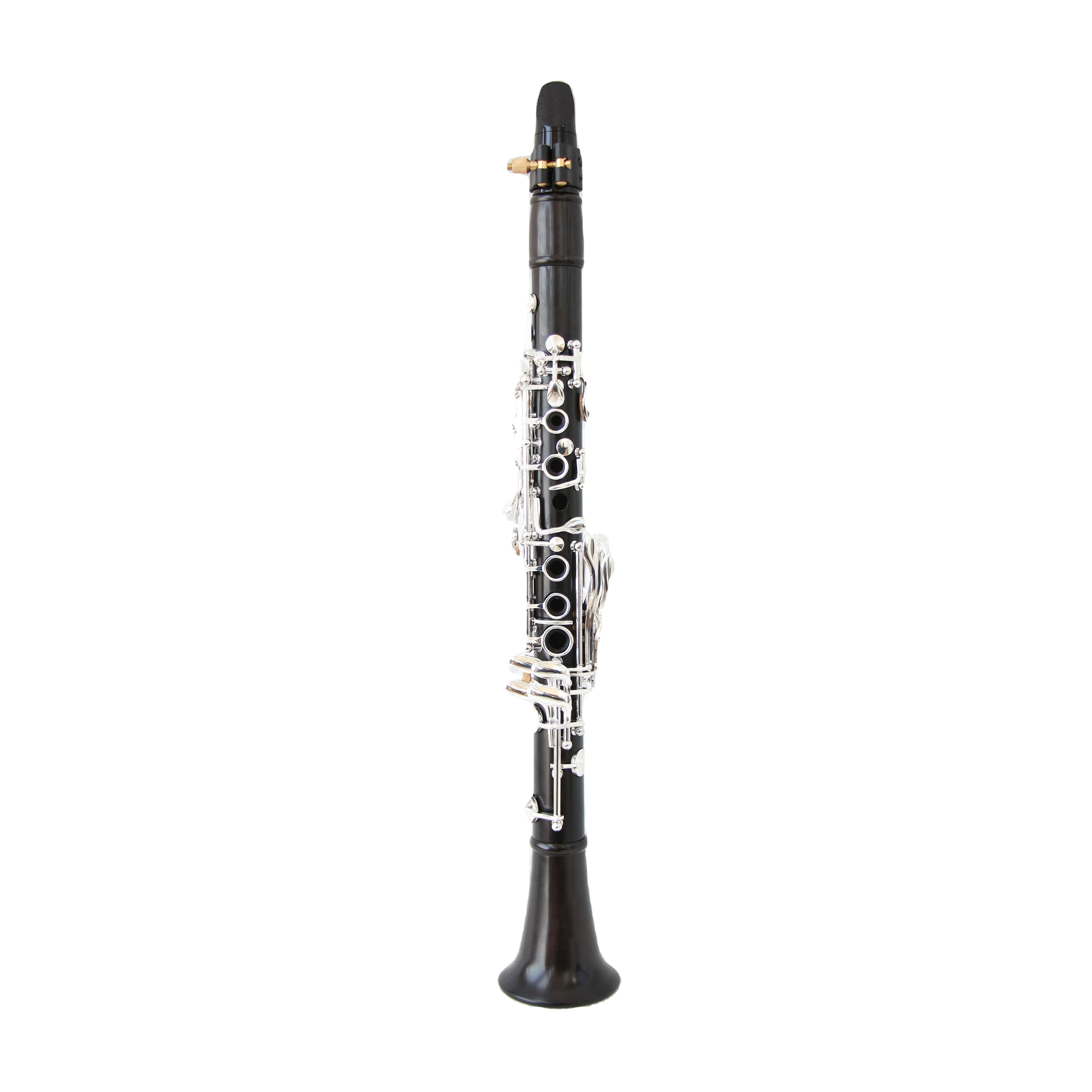Clarinet Grenadilla Ebony Wood 18 Keys Silver Plated Keys 6 Rings Double Barrel Woodwind Instrument
