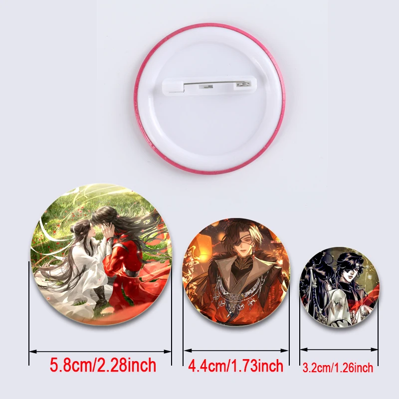 Heaven Official\'s Blessing Badge Hua Cheng and Xie Lian Cartoon Figure Brooch Pins for Backpack Accessories Jewelry Hat Backpack