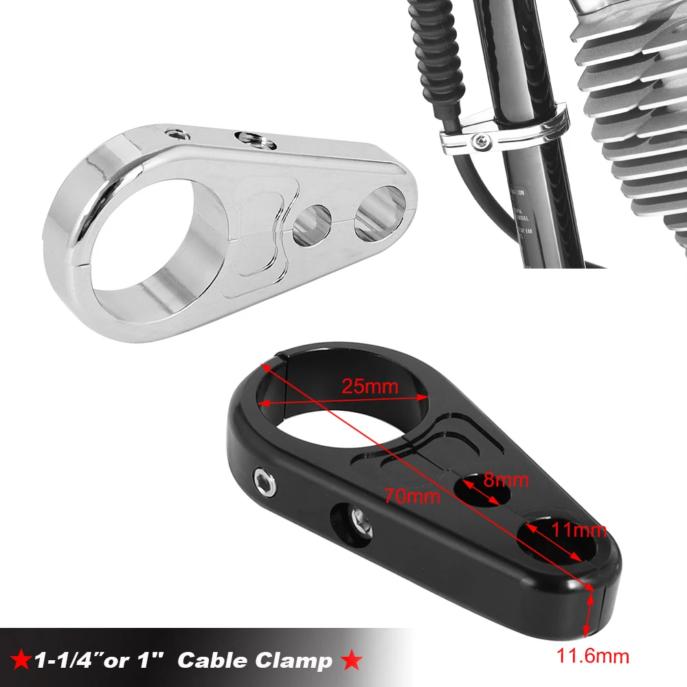 Para Harley Dyna Sportster XL Cafe Racer, Clipes de Fixação para Cabo de Embreagem e Linha de Freio de Motocicleta de 1" (25mm)