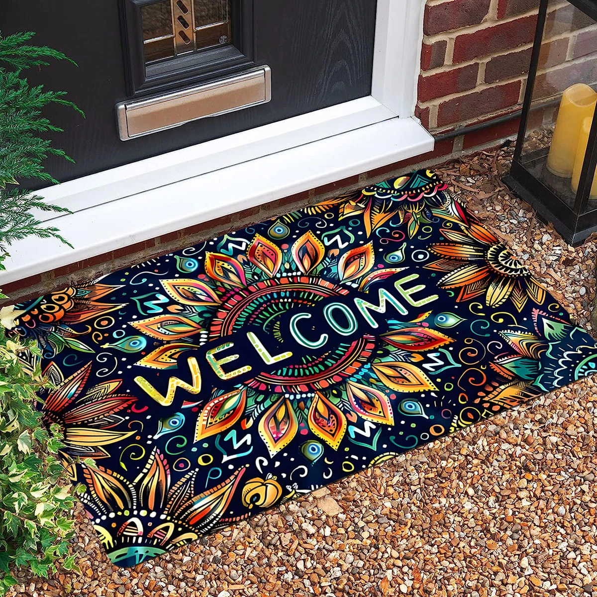 VIKAMA Vintage Marine Sea Turtle Doormat Ocean Coral Reef Print Non‑Slip Floor Rug Wear‑Resistant Front Door Home Decoration