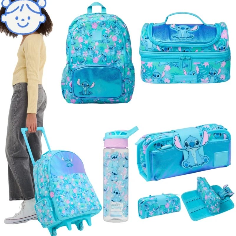 

Stitch Trolley School Bag Stitch Hand-Held Bento Bag Cartoon Pencil Case Portable Drinking Bottle Unisex Educational Equipment