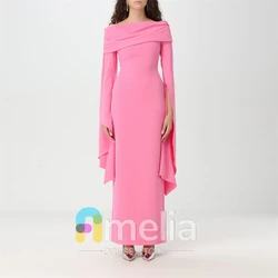 Customized A-line Evening Dresses Long فساتين سهرة مسلمة Long Sleeve  Crepe Robe de soirée Formal Party Gown