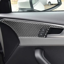 4pcs Auto Interior Carbon Fiber Car Door Handles Panel Sticker Decoration Trim Decal For Audi A4 B9 RS4 S4 2017 2018 2019