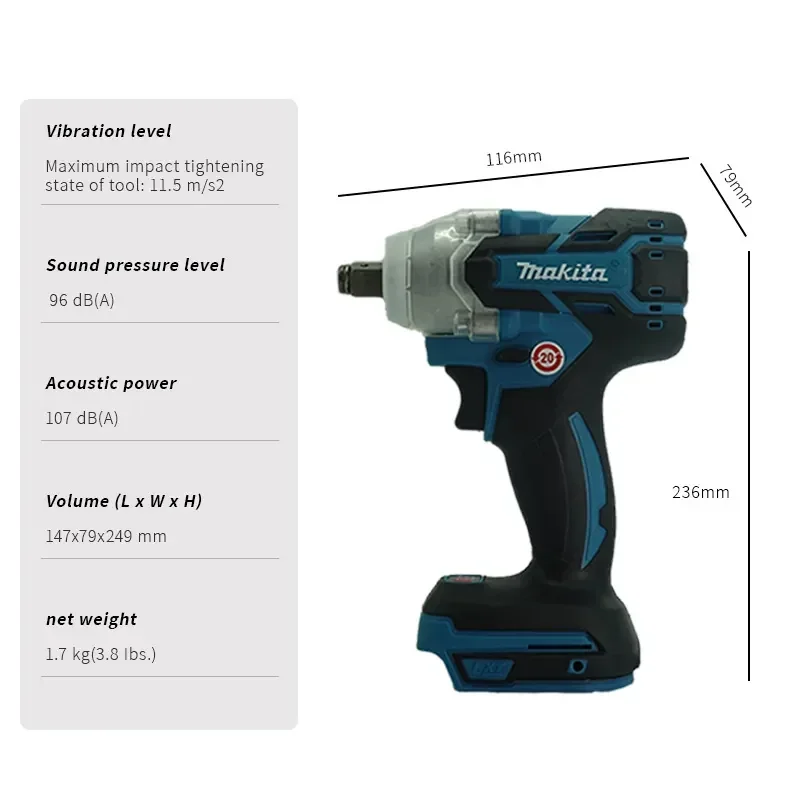 Makita DTW285 Electric Wrench Drill Body 18V Impact Wrench DTW285 Cordless Only Lithium Professional Power Tools