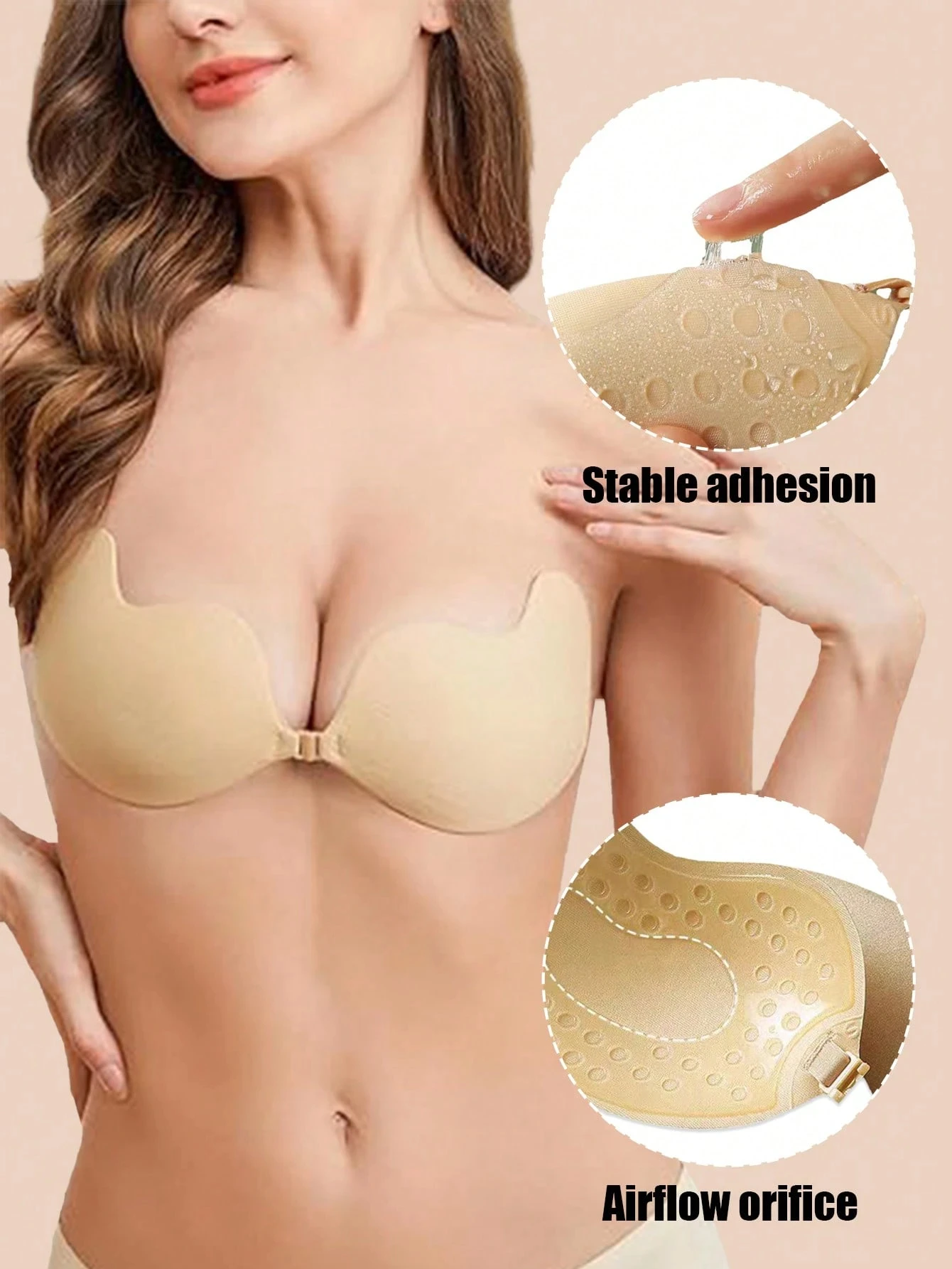 Women's Lightweight Breathable Invisible Front Hook Bra, Wireless Support, Non-Sheer Coverage, Strapless Lingerie, Comfort Fit