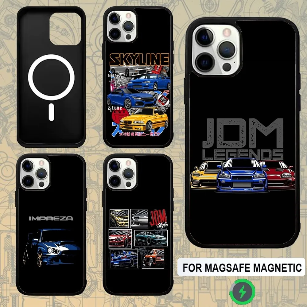 

Japan JDM Sports Car Phone Case For IPhone 16,15,Pro,Max,Case 14,Plus,13,12,11 Magesafe Magnetic Wireless Charge Cover