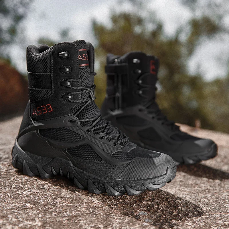 VIPOL New Men High Quality Brand Leather Boots Tactical Desert Combat Boots Men's Outdoor Hiking Shoes Work Safty Ankle Boots