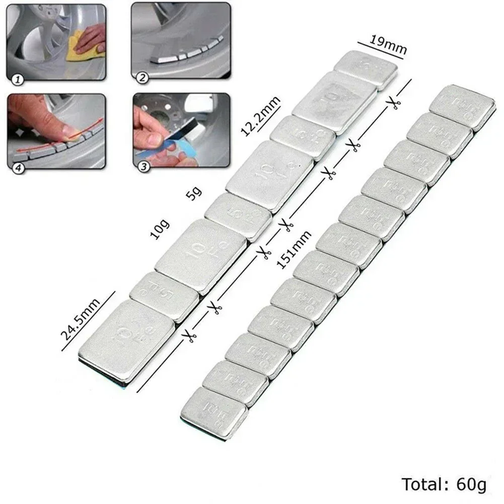 

10PCS 60g Universal Motorcycle Truck Adhesive Iron Wheel Tire Balance Weights Wheel Tyre Balancing Bar Sticker Auto Accessories