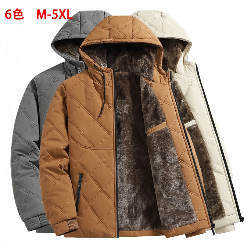 

Outdoor Parkas Men's Thick Warm Multi Pocket Jackets Winter Jacket Plus Velvet Solid Parkas Male Coat Large Size Clothing Parka
