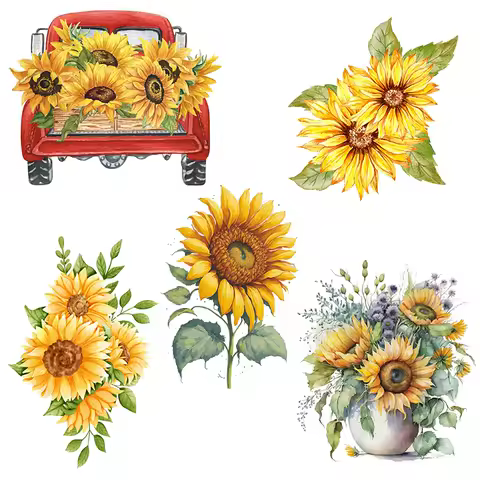 C174#Sunflower Wall Sticker Kids Room Background Home Decoration Mural Living Room Wallpaper Funny Decal