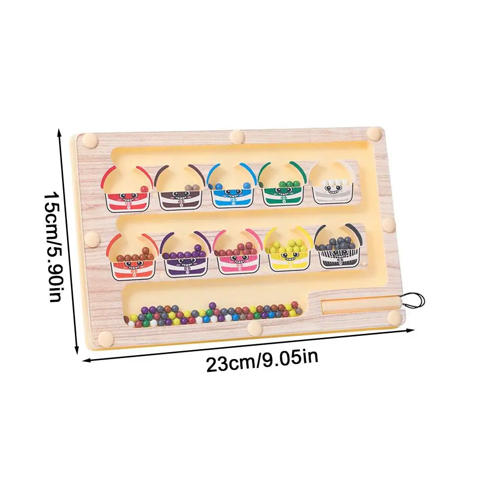 Labyrinthe de tri de couleurs magnétiques Montessori, jouets de labyrinthe de chiffres, Puzzle en bois, planche d'activité, jouets à motricité Fine pour les tout-petits, garçons et filles