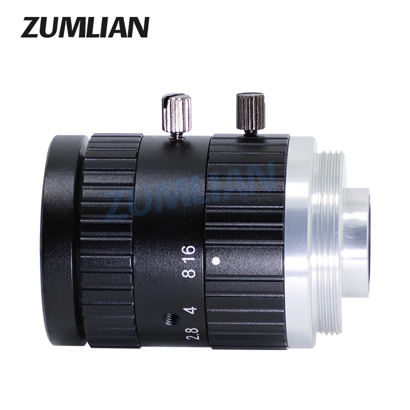 ZUMLIAN 25 مللي متر طول بؤري ثابت 6MP تشويه منخفض 2/3 بوصة C-Mount دليل القزحية F2.8 FA عدسة آلة رؤية كاميرا تلفزيونات الدوائر المغلقة Lente