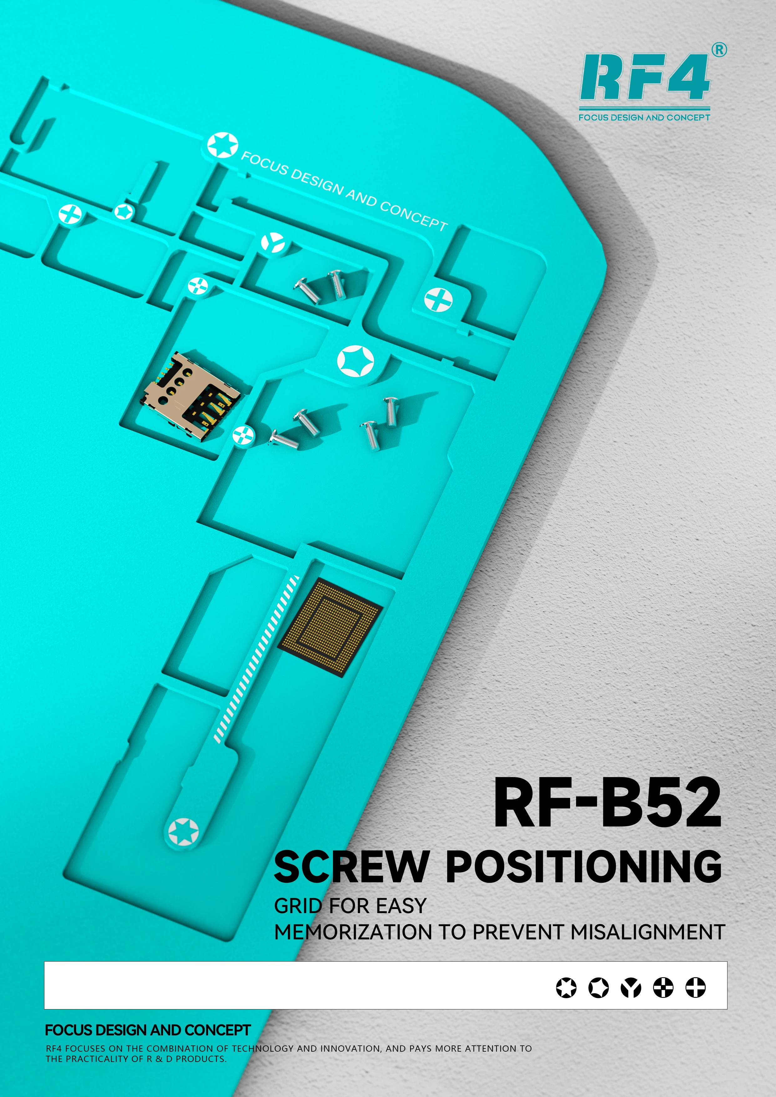 RF4 Multifunctional Silicone Built-in Metal Microscope Base,Silicone Pad With Screw Positioning Mesh And Magnetic Slot RF-B52