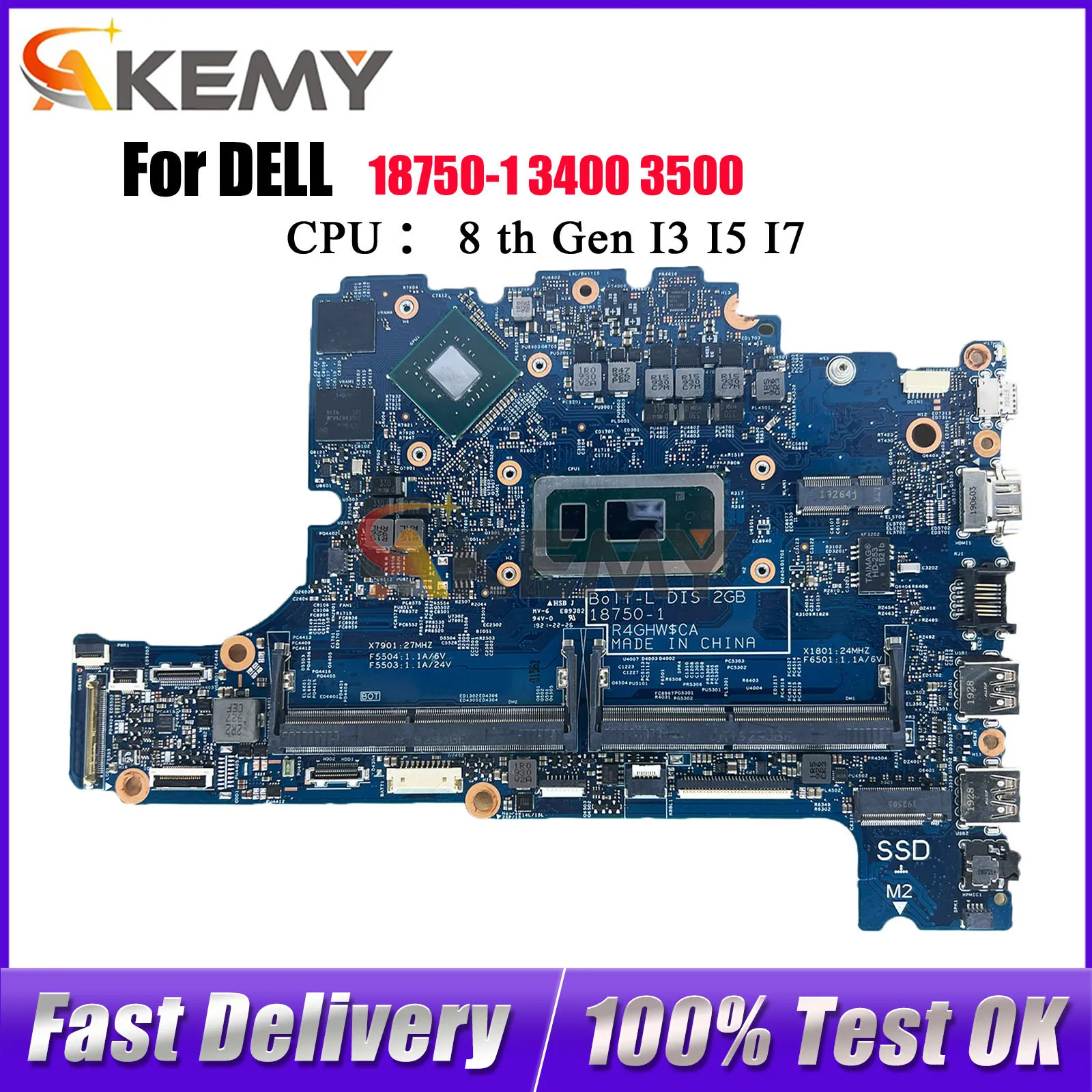 

For Dell Latitude 3400 3500 with i5 i7 CPU Motherboard 18750-1 CN-0KVN26 01NFHD 100% Fully Tested