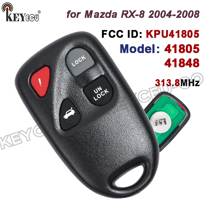 

KEYECU 313,8 МГц FCC ID: KPU41805 Модель: 41848, 41805 для Mazda RX-8 2004 2005 2006 2007 2008 Дистанционный брелок