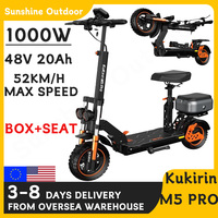 Electric Scooters Adult Kukirin M5 Pro+BOX+SEAT 1000W 48V 20Ah  52KM/H 120KG Front 11'' & Rear 10'' Tubeless Tires Escooter