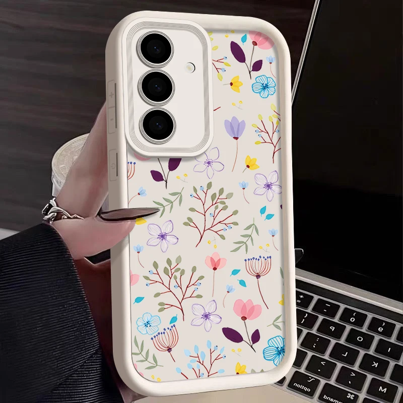 Flower Case For Samsung Galaxy S23 S24 S22 S21 Ultra Plus S20 S23 FE A35 A15 A34 A14 A25 A55 A54 A53 A52 A16 5G Silicone Cover