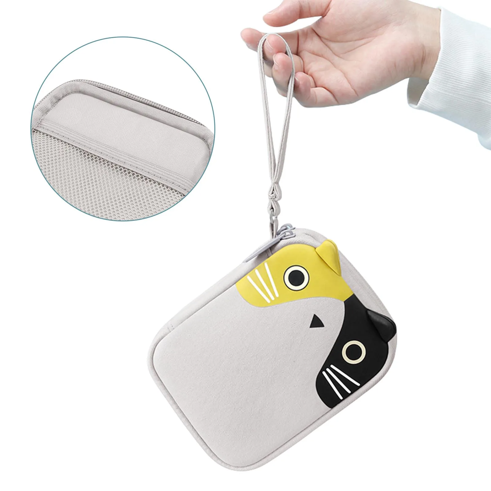 Cute Cartoon Hard Disk Storage Bag Mobile Power Bank Protective Case Battery Carrying Case External Usb Cable