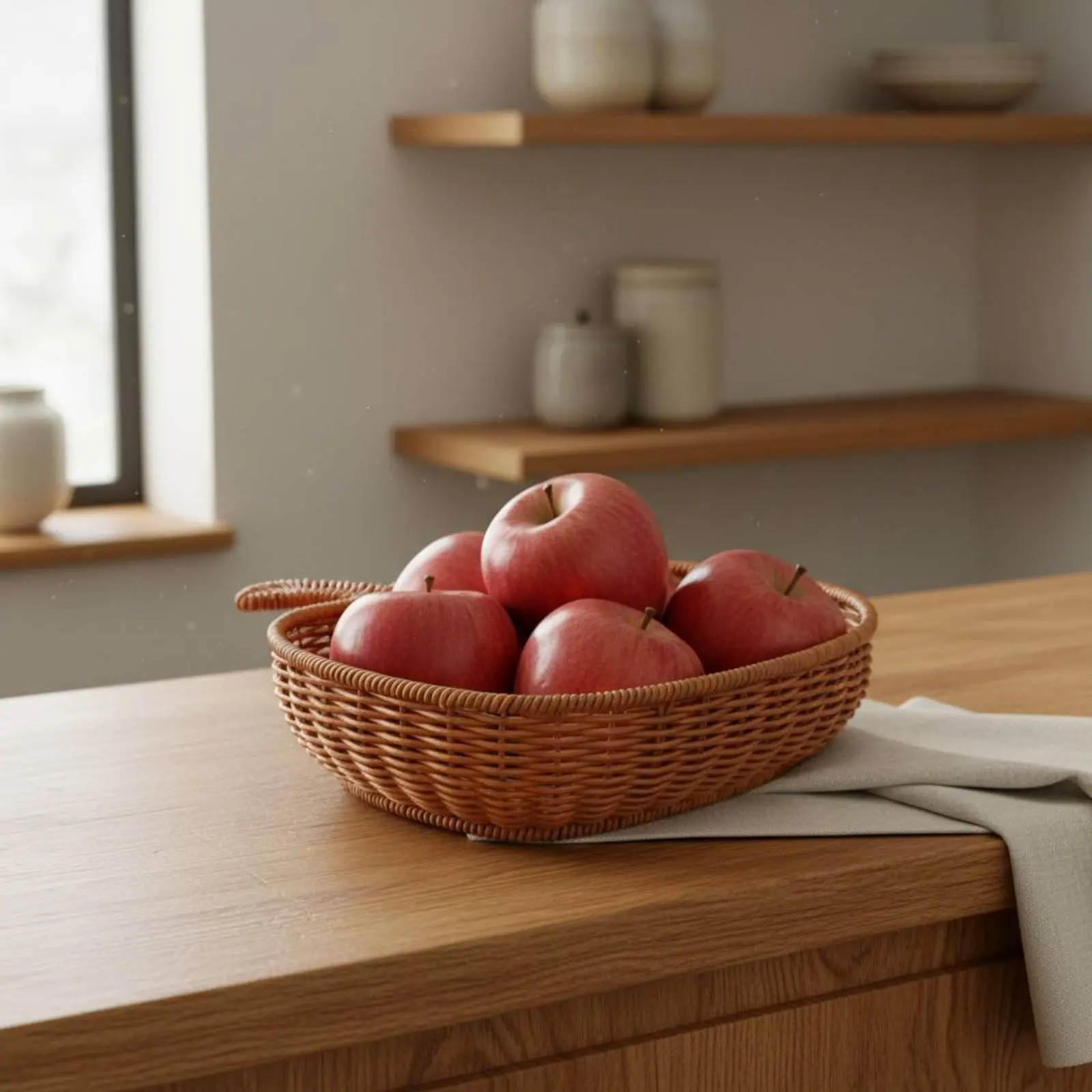 

Fruit Shaped Woven Basket Handmade Look Heart Shaped Fruit Tray Plastic Wicker Serving Tray Multi-Functional Household Storage