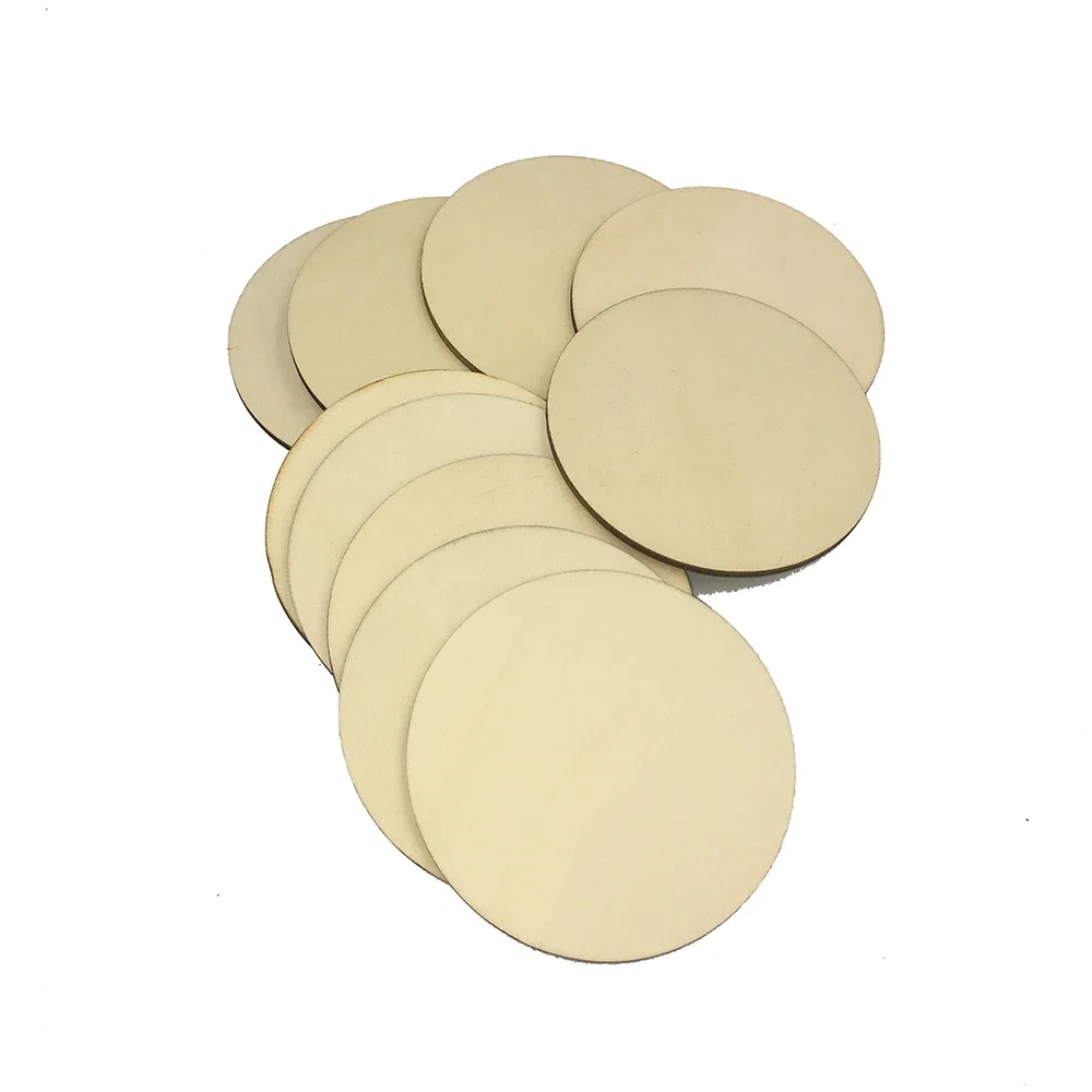 10-80mm Round Disc Unfinished Wood Circle Wood Pieces Wooden Cutouts Ornaments for Craft Supplies Laser Engraving Carving