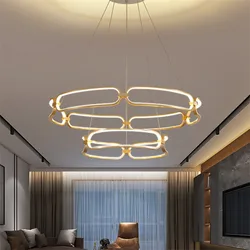 Ribbon Adara Chandelier Modern Luxury Led gold ring light For Living Room Hanging Lights home interior decoration lighting