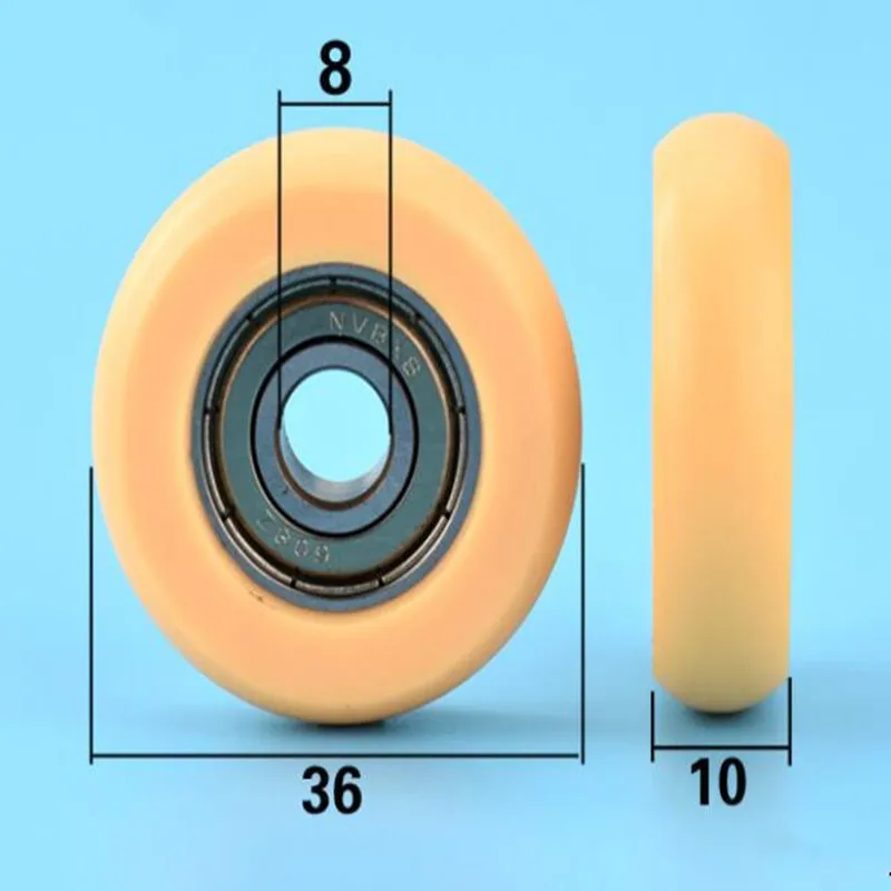8×36×10mm 608ZZ Plastic Bearing Roller Wheel, 8mm Inner Hole Furniture Wheel for Door Window Drawer Track, 67kg Load