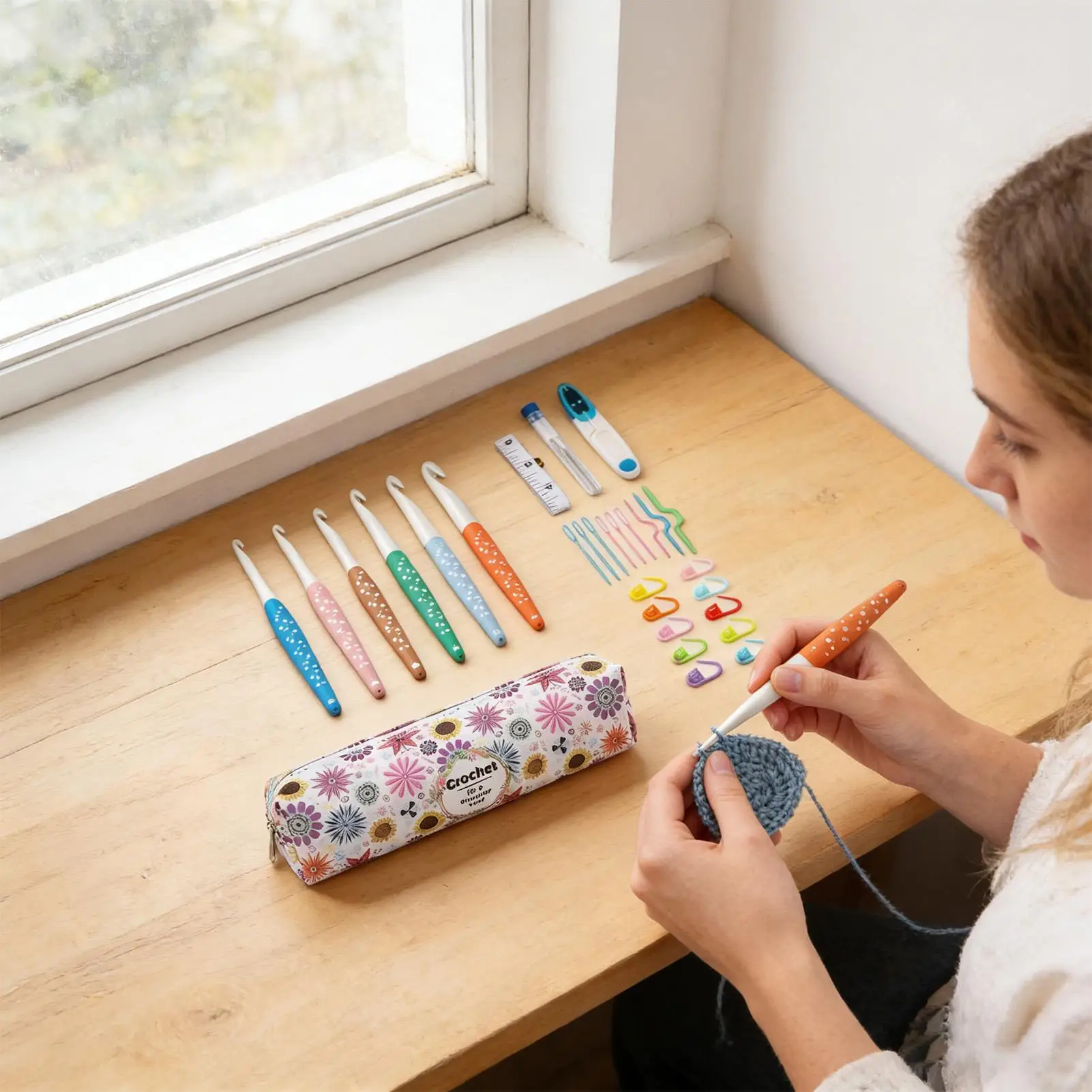 

Crochet Hooks Ergonomic 6-12mm Colorful Clear Scale Colorful Crochet Hooks For Beginners For Beginner Adults Knitting Crocheting