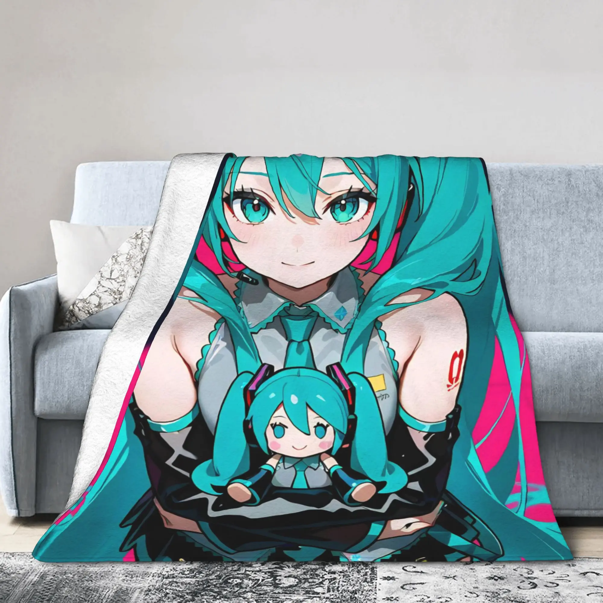 Hatsunes Mikus Anime Blankets Fleece All Season   Multifunction Soft Throw Blankets for Bed Travel Quilt