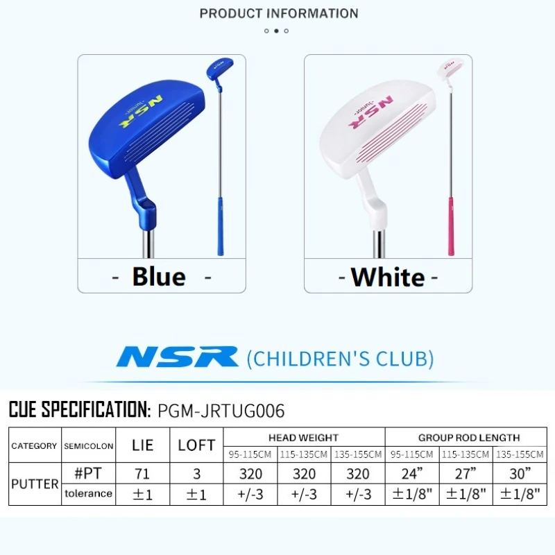 PGM NSR Series Junior Right Handed Golf Putter Club with Ultra-light Shaft for 3 To 15 Year Old Boy Girl Kids Children JRTuG006