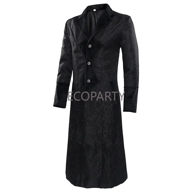 Halloween Women Medieval Gothic Witch Vampire Cosplay Costume Tuxedo Jacket Carnival Party Steampunk Vintage Irregular Tailcoat