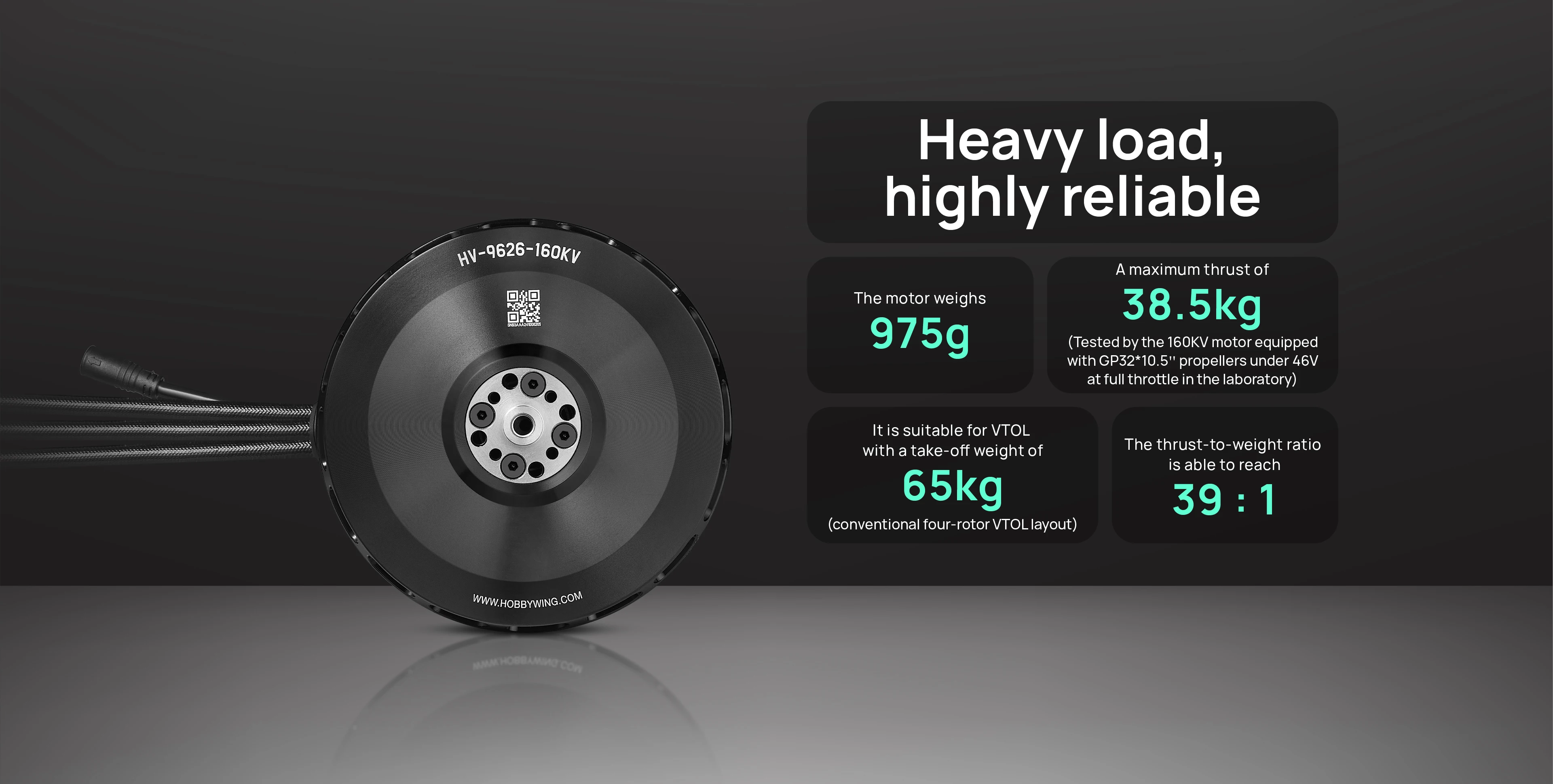HV 9626 160KV Vertical Aerial Survey Fix-wing Brushless Power Motor DC Drone Motor IPC Vertical Takeoff Drone Motor Accessories