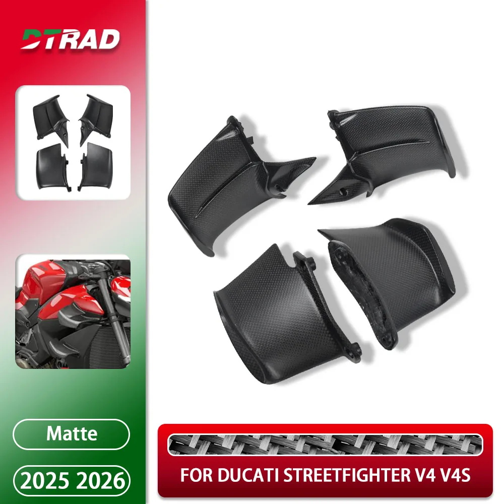 

For DUCATI Streetfighter V4 V4S 2025 2026 Carbon Fiber Lower & Upper Winglets Side Panels Aerodynamics Air Fairing kit Matte