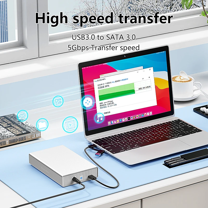 Blueendless SAS hard drive enclosure USB C to 2.5/3.5 inch SAS/SATA HDD box support max 20GB disk speed 5Gbps external hdd case