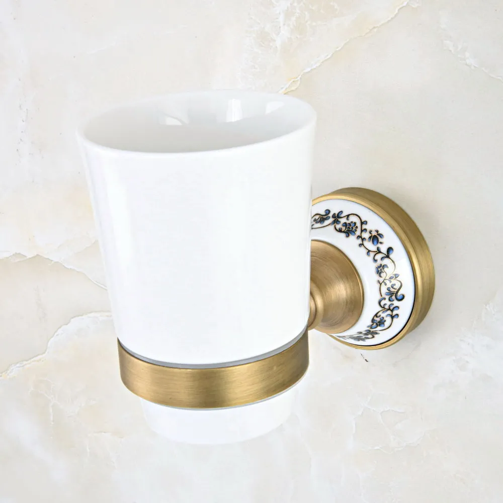 Bathroom Cup Holder Antique Brass Ceramic Single Cup Holder Bathroom Ceramic Cup Rack Holder Bathroom Accessories Nba811