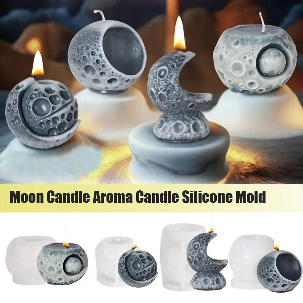 DIY 3D Moon Silicone Candle Mold Aromatherapy Plaster Ball Moon Decor Candle Making Resin Mould Soap Home Tool Clay Handmad N5H4