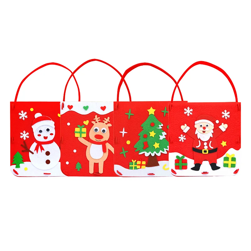 Zestawy do rękodzieła dla dzieci, ręcznie robione zabawki DIY, materiałowa torebka, świąteczne zestawy kreatywne, włóknina, edukacja Montessori dla dzieci, torba, dekoracje świąteczne, prezent.